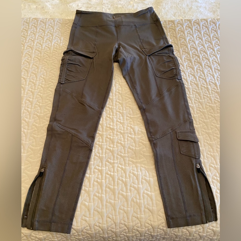Gray Cargo Pants with Zipper Details
